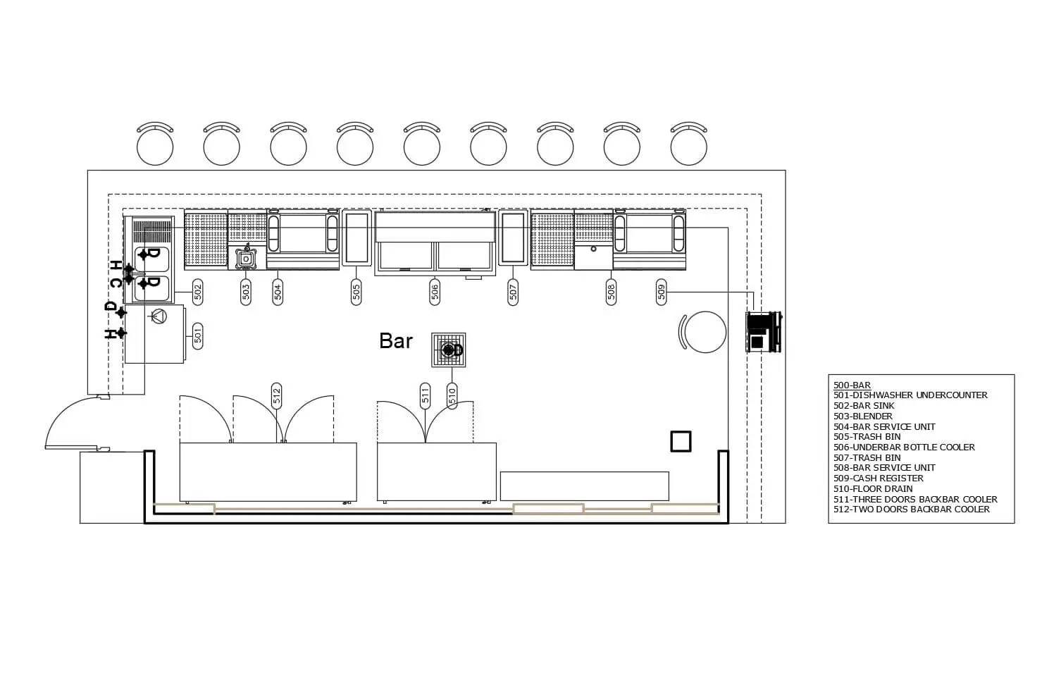 kitchen layout like a bar