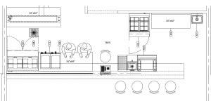 Display Kitchen With Front Bar Layout Plan 1105211 - INOX KITCHEN DESIGN